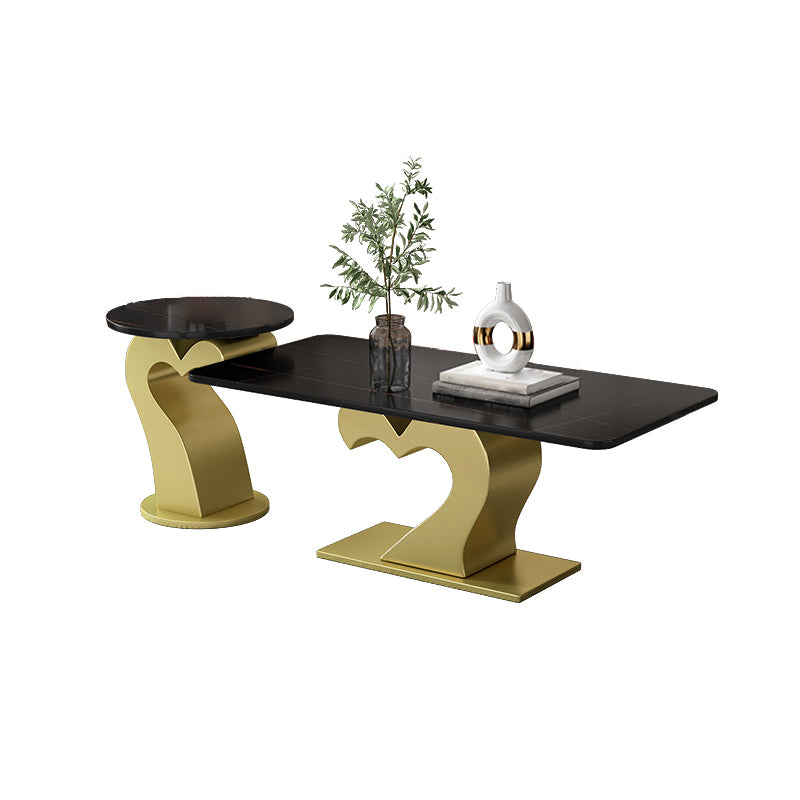 Abstract Coffee Table Set Contemporary Stone Top Cocktail Table