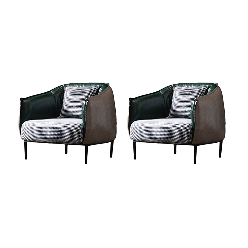 Modern Pillow Back Chair 4 Legs Upholstered Sloped Arms Chair