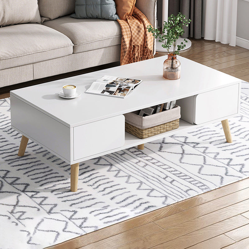 Wood Coffee Table Modern Single Coffee Table with with Storage Drawers