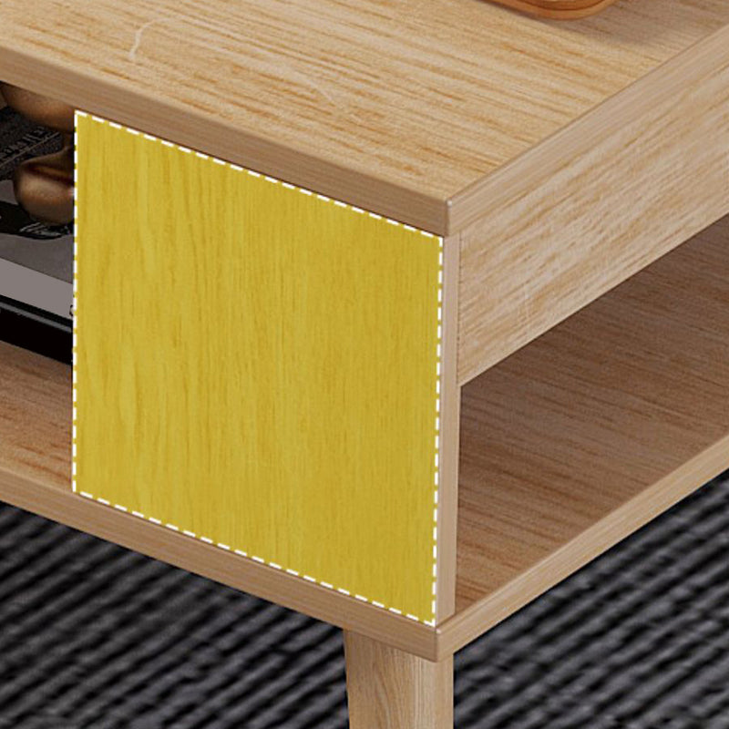 Wood Coffee Table Modern Single Coffee Table with with Storage Drawers