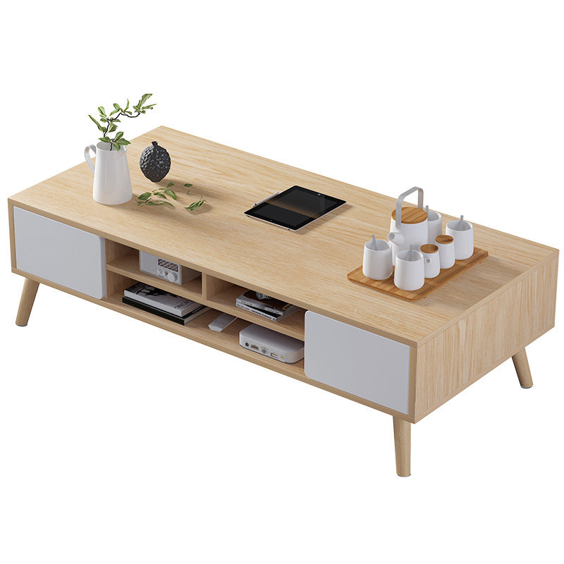 Wood Coffee Table Modern Single Coffee Table with with Storage Drawers