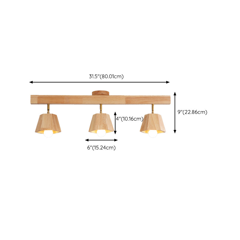 Modern Ceiling Track Light Multi - Head Solid Wood Ceiling Flush Mount