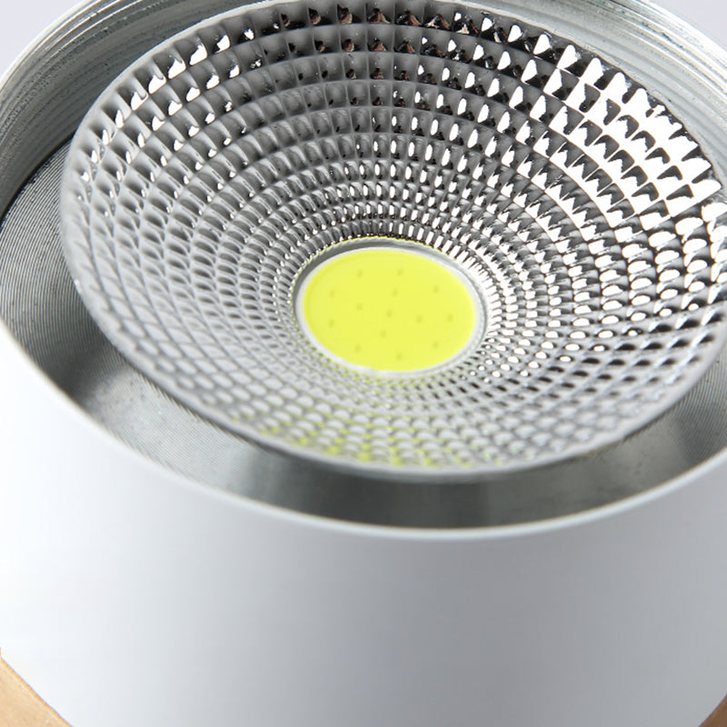 Cylinder LED Flush Wood & Acrylic Contemporary Ceiling Flush