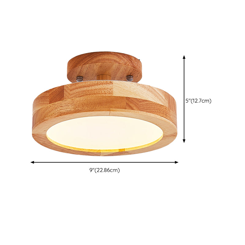 LED Round Semi Flush Nordic Metal and Wood Ceiling Semi Flush in 5 - Colors