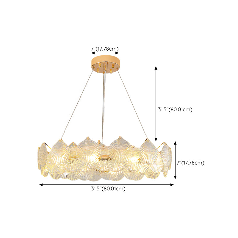 Gold Metal Modern Ceiling Light Geometric Shape Island Light with Shell Shade for Bedroom