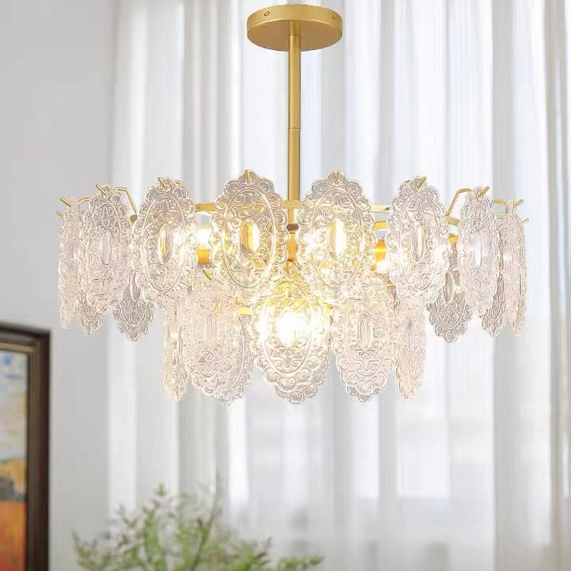 Modern Metal Ceiling Lamp Geometric Shape Island Light with Glass Shade for Living Room