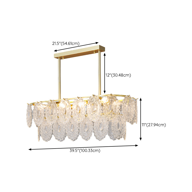 Modern Metal Ceiling Lamp Geometric Shape Island Light with Glass Shade for Living Room