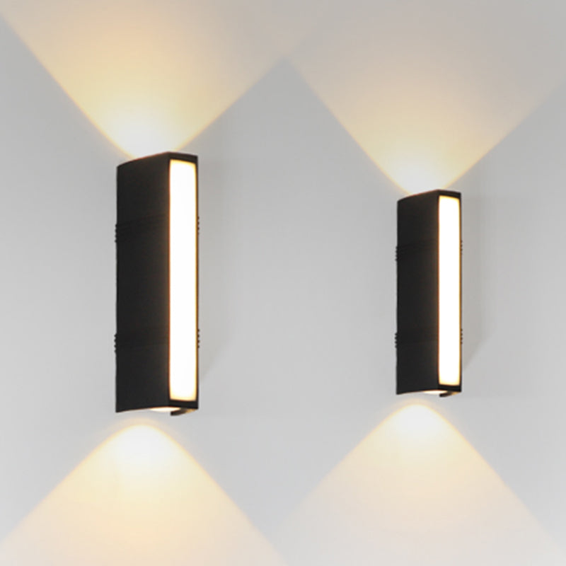 Simple Wall Sconce Rectangle Outdoor Sconce Light Fixture in Black