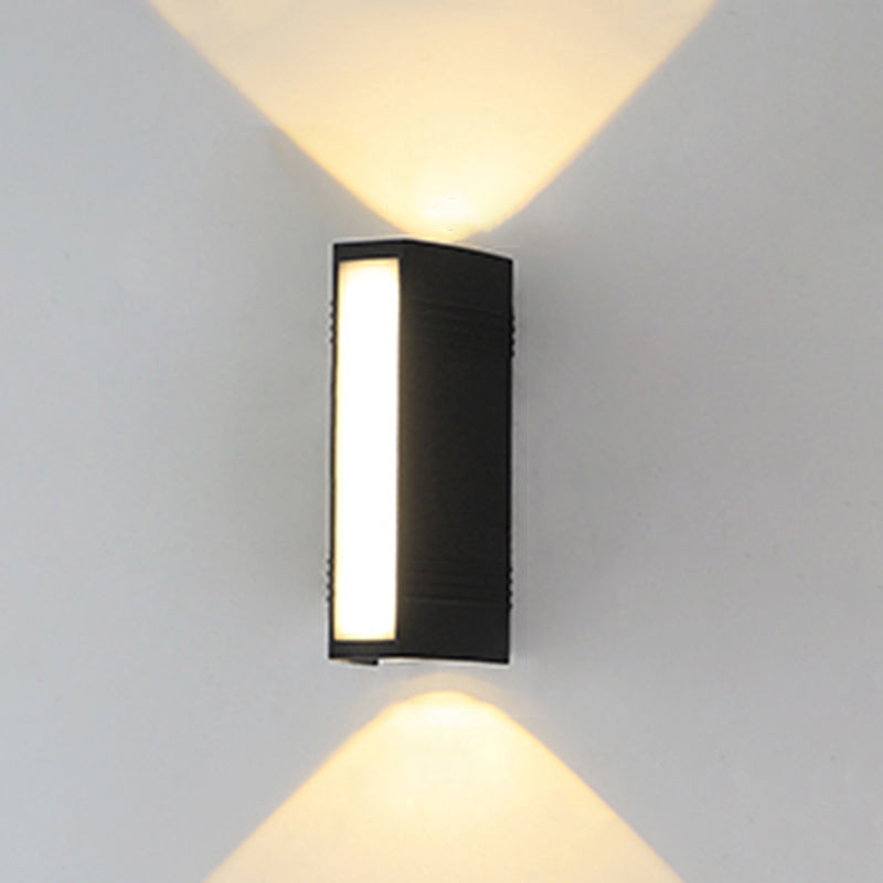 Simple Wall Sconce Rectangle Outdoor Sconce Light Fixture in Black