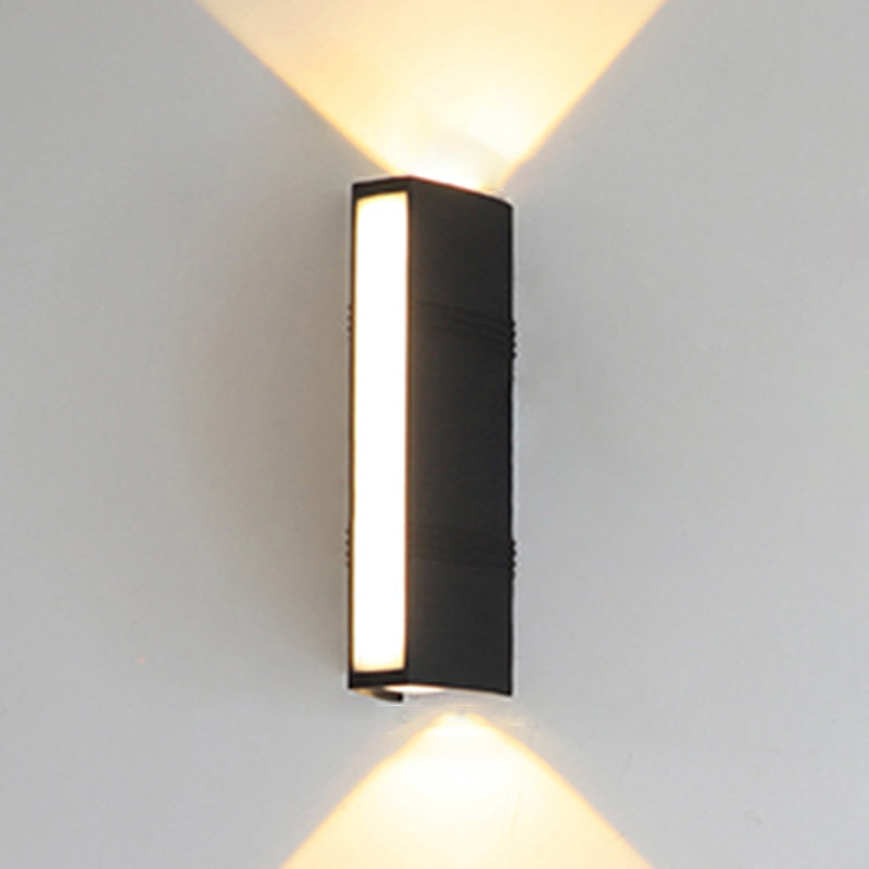 Simple Wall Sconce Rectangle Outdoor Sconce Light Fixture in Black