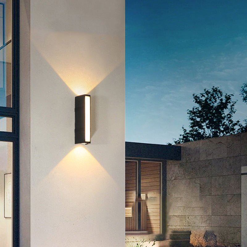 Simple Wall Sconce Rectangle Outdoor Sconce Light Fixture in Black