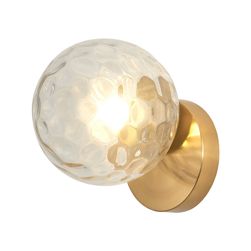 Globe Shade 1 - Light Wall Lighting Fixture in Black / Gold Iron & Glass Wall Fixture