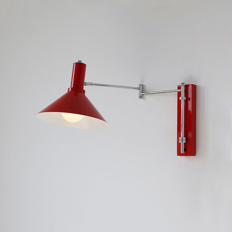 1 - Light Wall Lamp in Black / White / Red Adjustable Metal Contemporary Wall Sconce