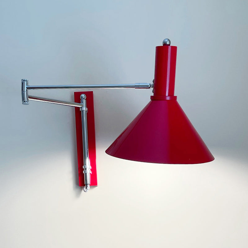 1 - Light Wall Lamp in Black / White / Red Adjustable Metal Contemporary Wall Sconce