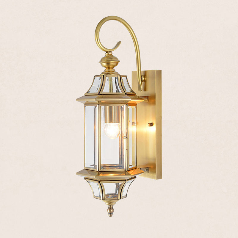 Geometric Shape Glass Wall Lighting Industrial Style 1 Light Wall Mounted Light in Gold