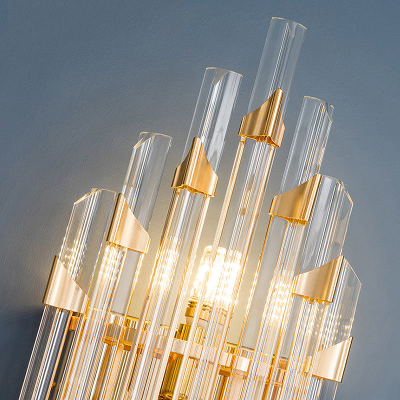 Geometric Shape Crystal Wall Lighting Modern Style 2-Lights Wall Mounted Light in Gold