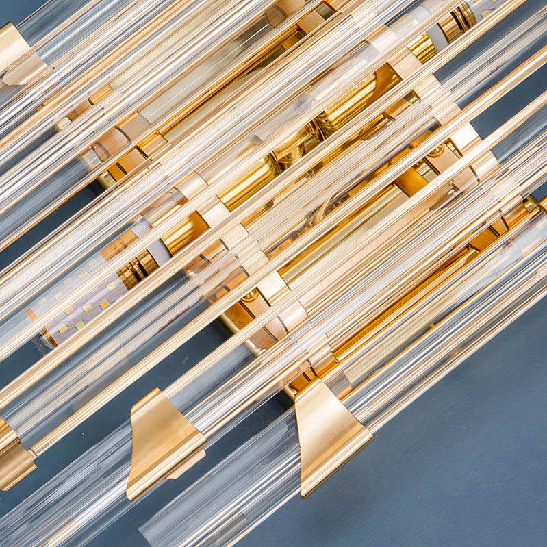 Geometric Shape Crystal Wall Lighting Modern Style 2-Lights Wall Mounted Light in Gold