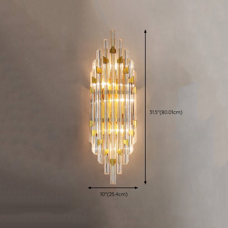 Geometric Shape Crystal Wall Lighting Modern Style 2-Lights Wall Mounted Light in Gold