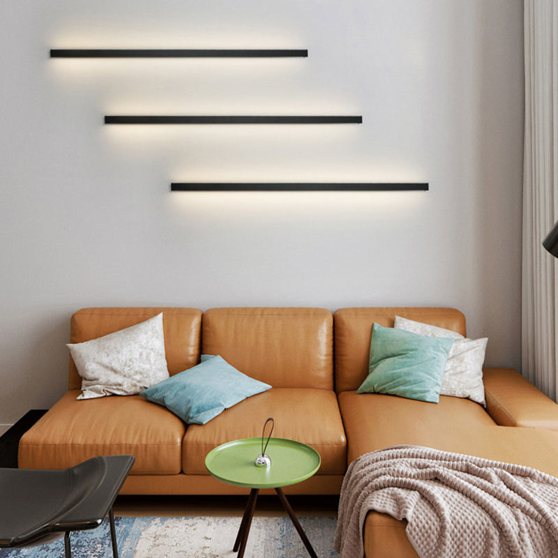 Modern Metal Wall Sconce Linear Shape Vanity Lamp with Plastic Shade for Bathroom