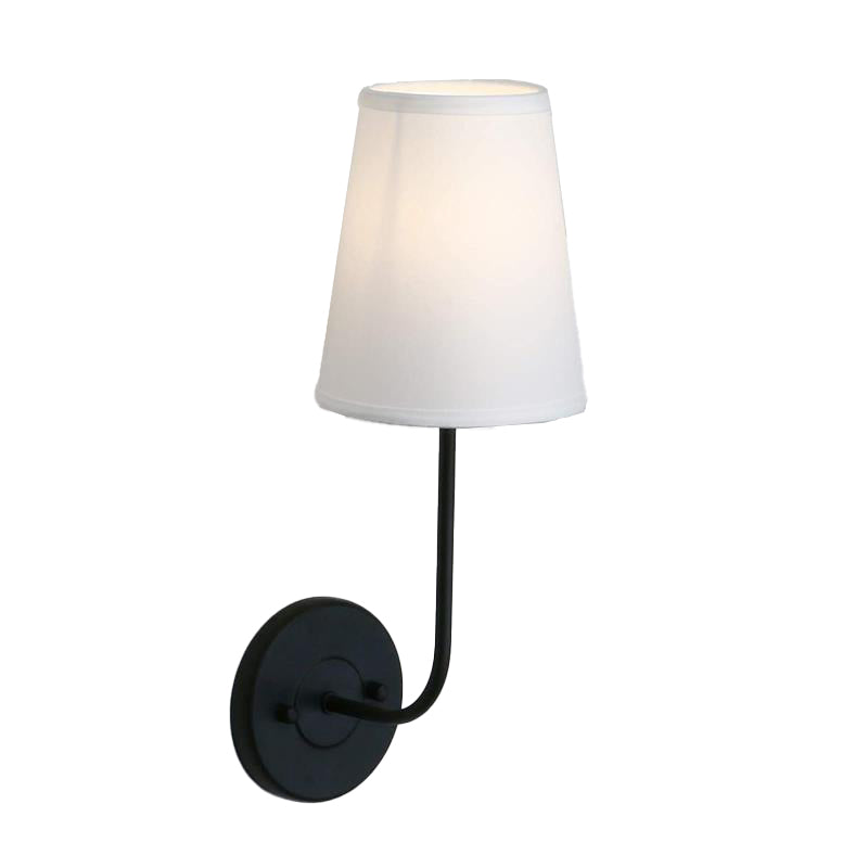 Modern Single Bathroom Vanity Light Black/Brass Metal Bath Bar with Fabric Shade