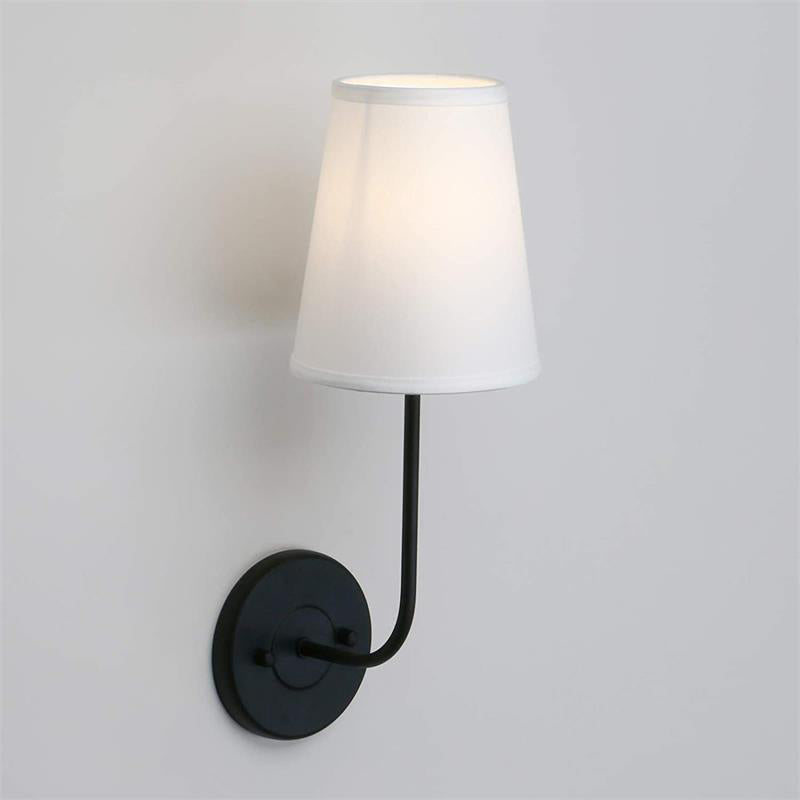 Modern Single Bathroom Vanity Light Black/Brass Metal Bath Bar with Fabric Shade