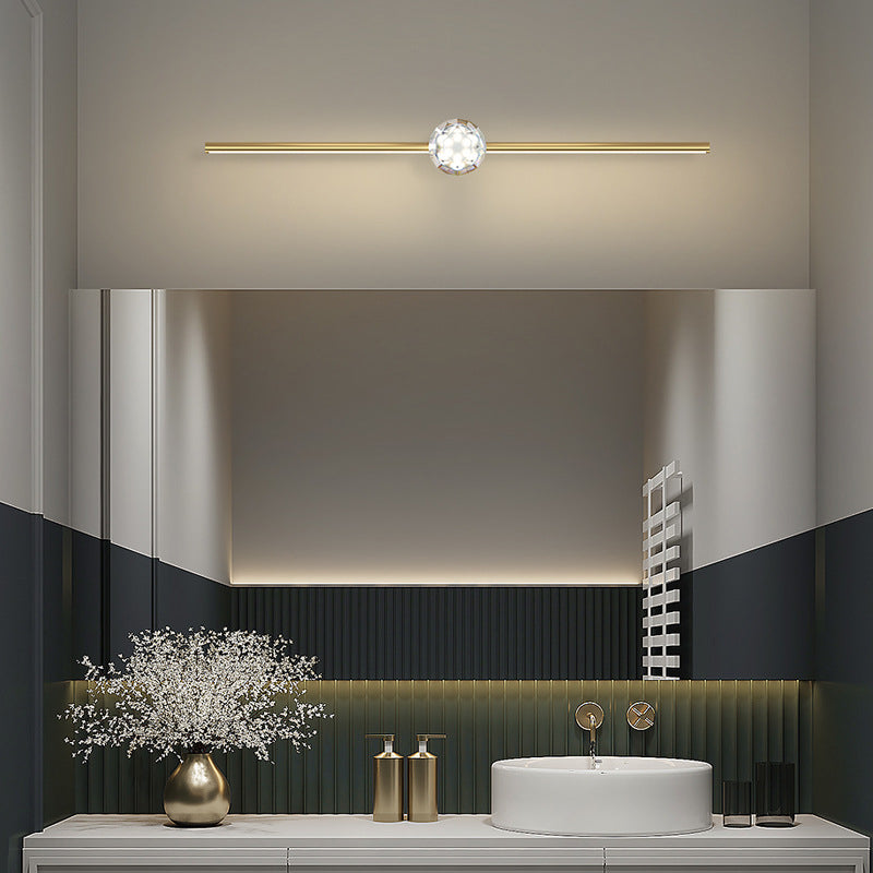 Modern LED Metal Wall Sconce Linear Shape Vanity Lamp with Acrylic Shade for Bathroom