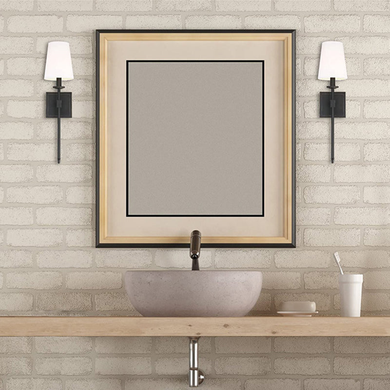 Contemporary Single Polished Bathroom Vanity Light Fabric Shaded Bath Bar