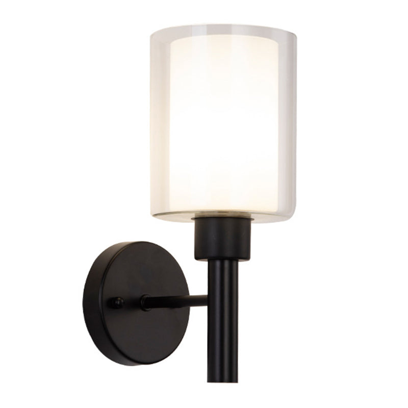 Contemporary Black/Golden Bathroom Vanity Light 1 Light Glass Bath Bar