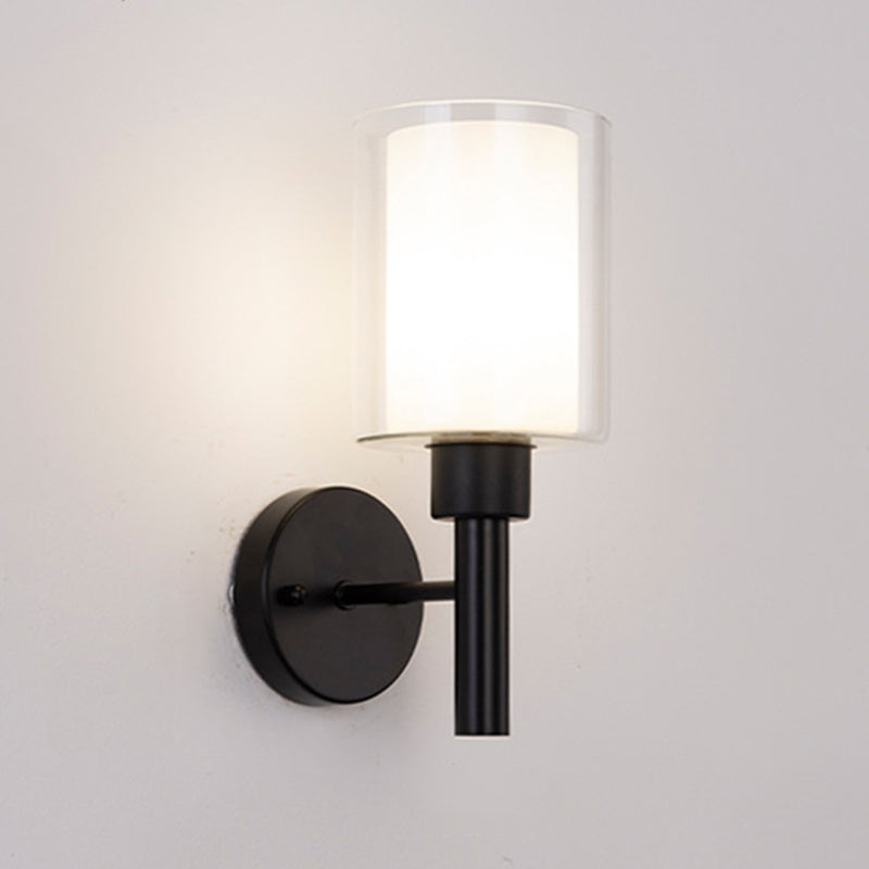 Contemporary Black/Golden Bathroom Vanity Light 1 Light Glass Bath Bar