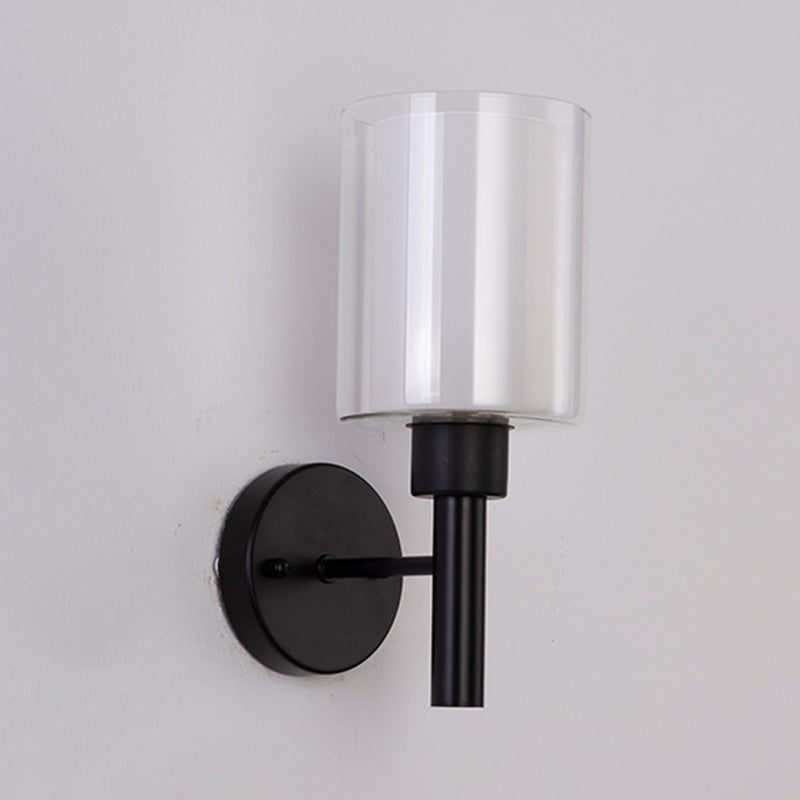 Contemporary Black/Golden Bathroom Vanity Light 1 Light Glass Bath Bar