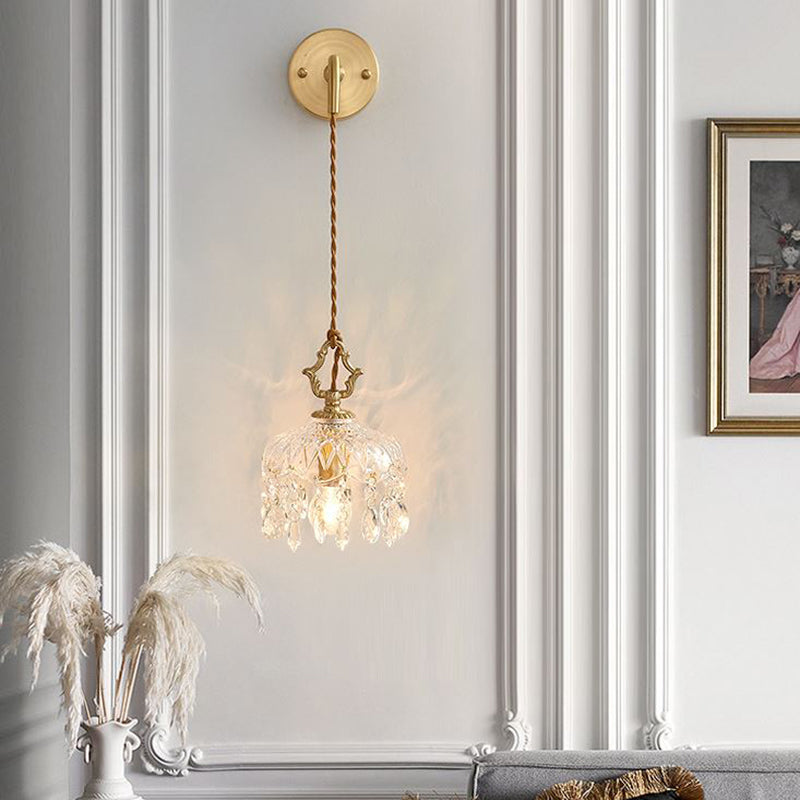 Metal Modern Wall Sconce Flower Shape Vanity Lamp with Glass Shade for Bathroom