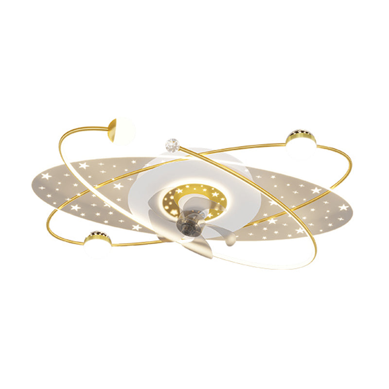 Modern LED Ceiling Fan Lamp Oval Metal Fan Lighting for Living Room