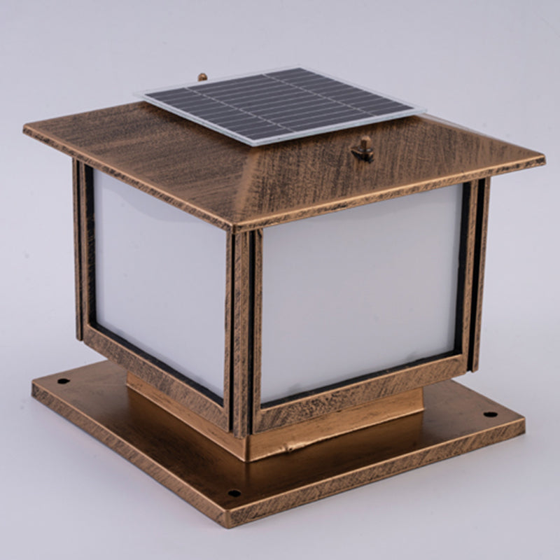 Contemporary Pillar Light Geometric LED Solar Lighting Fixture for Garden