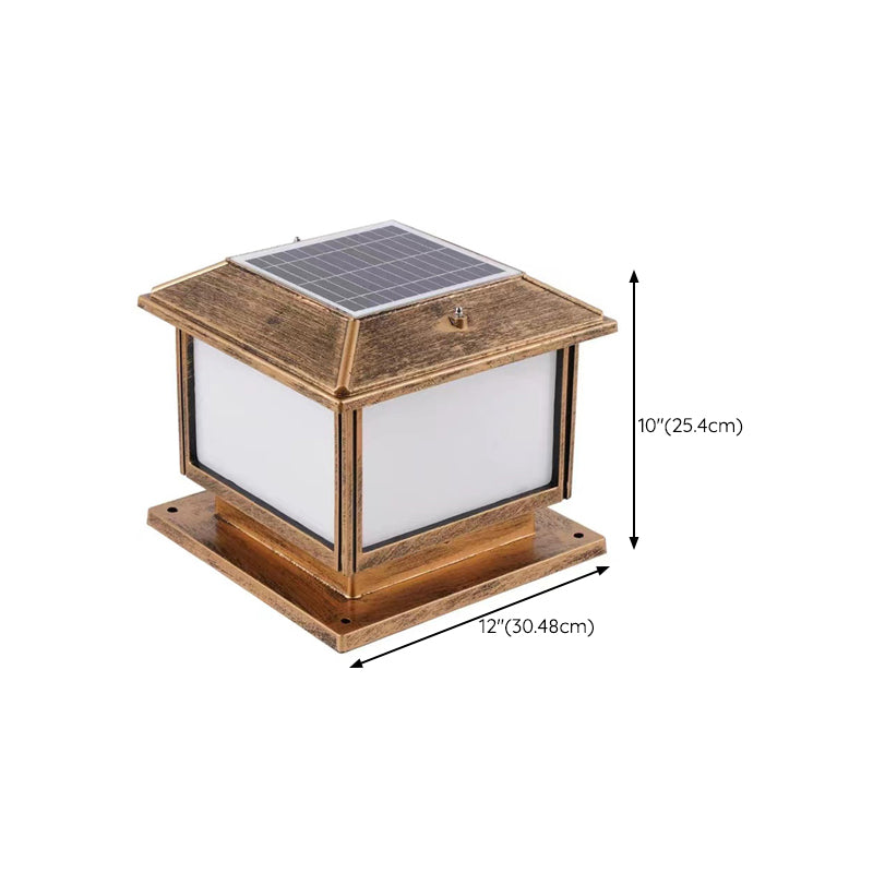Contemporary Pillar Light Geometric LED Solar Lighting Fixture for Garden