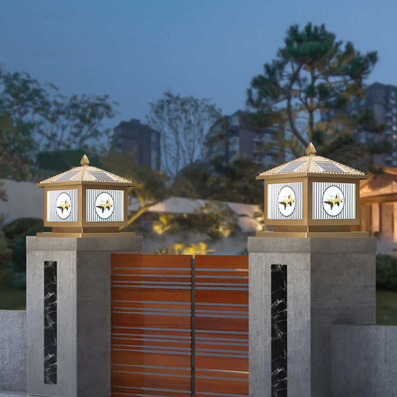 Modern Metallic Pillar Light Creative LED Solar Lighting Fixture for Garden