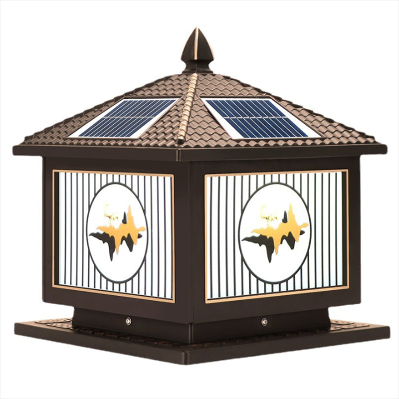 Modern Metallic Pillar Light Creative LED Solar Lighting Fixture for Garden