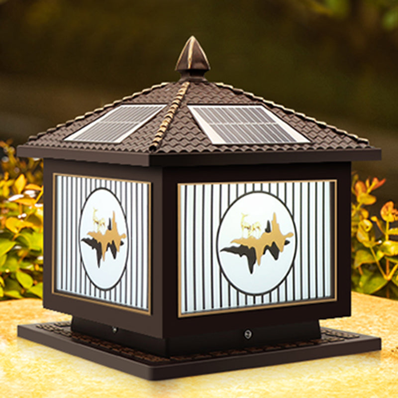 Modern Metallic Pillar Light Creative LED Solar Lighting Fixture for Garden