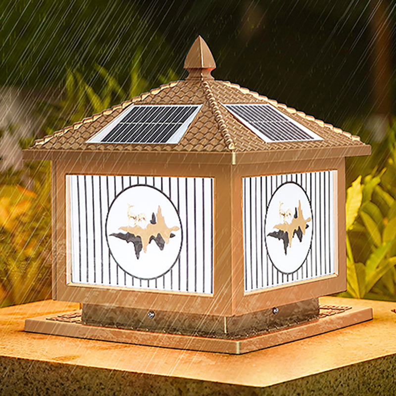 Modern Metallic Pillar Light Creative LED Solar Lighting Fixture for Garden