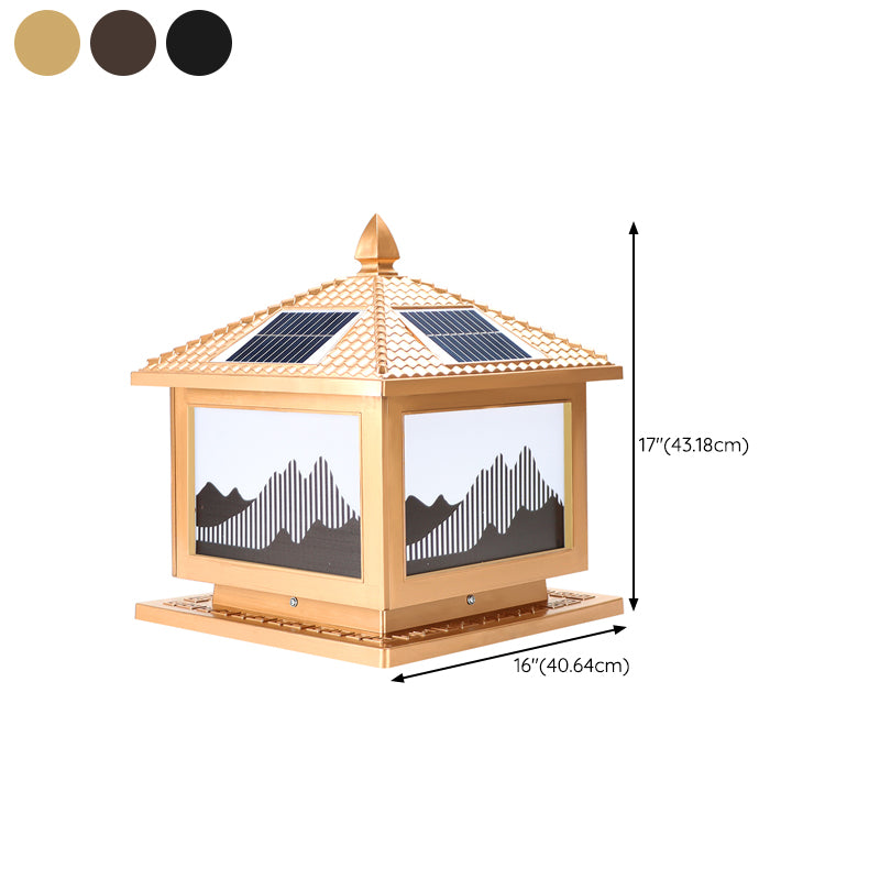 Modern Pillar Light Metallic LED Solar Lighting Fixture for Garden