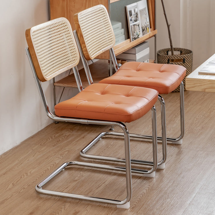 Upholstered Side Chair Modern Style Open Back Armless Chair with Chrome Base
