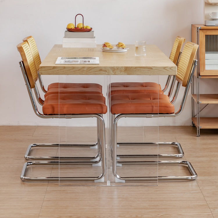 Upholstered Side Chair Modern Style Open Back Armless Chair with Chrome Base