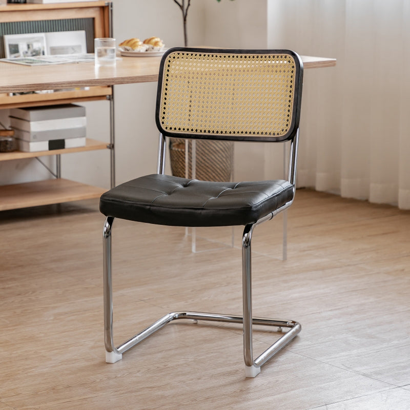 Upholstered Side Chair Modern Style Open Back Armless Chair with Chrome Base