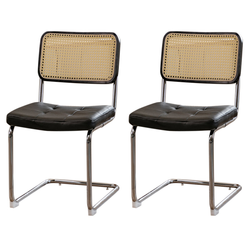 Upholstered Side Chair Modern Style Open Back Armless Chair with Chrome Base