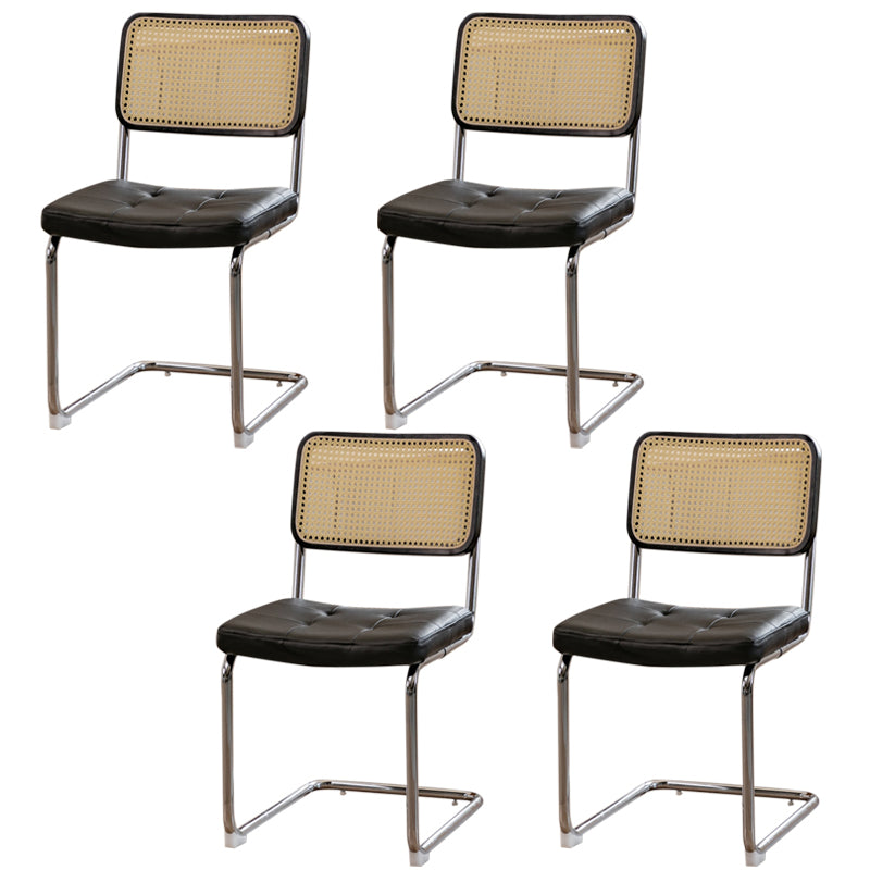 Upholstered Side Chair Modern Style Open Back Armless Chair with Chrome Base