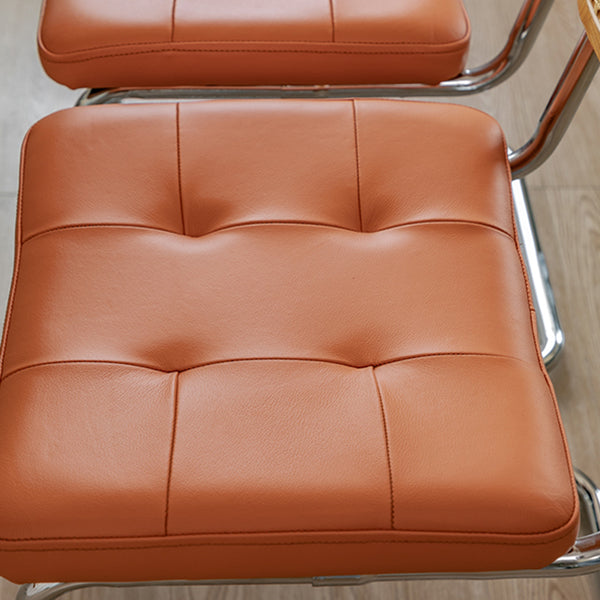 Upholstered Side Chair Modern Style Open Back Armless Chair with Chrome Base
