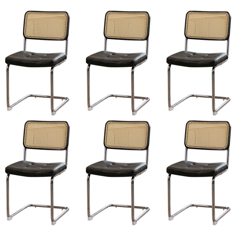 Upholstered Side Chair Modern Style Open Back Armless Chair with Chrome Base