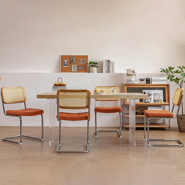 Upholstered Side Chair Modern Style Open Back Armless Chair with Chrome Base