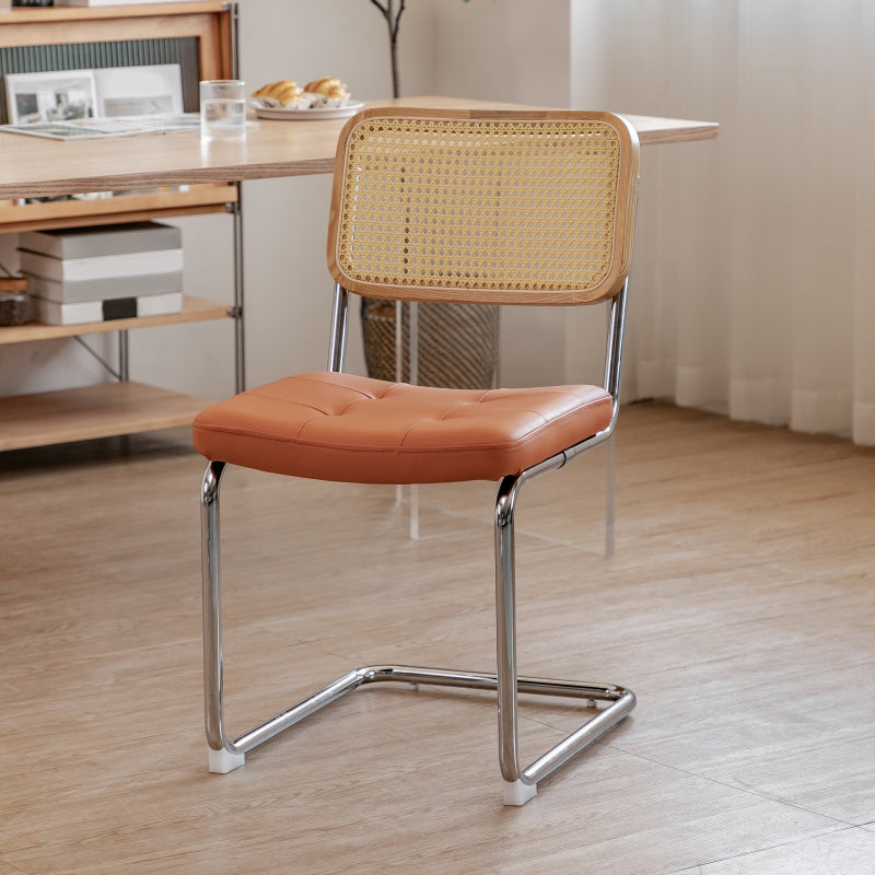 Upholstered Side Chair Modern Style Open Back Armless Chair with Chrome Base