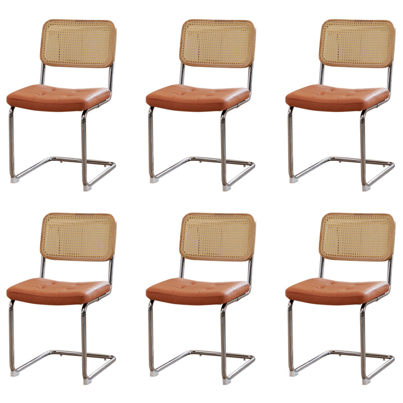 Upholstered Side Chair Modern Style Open Back Armless Chair with Chrome Base
