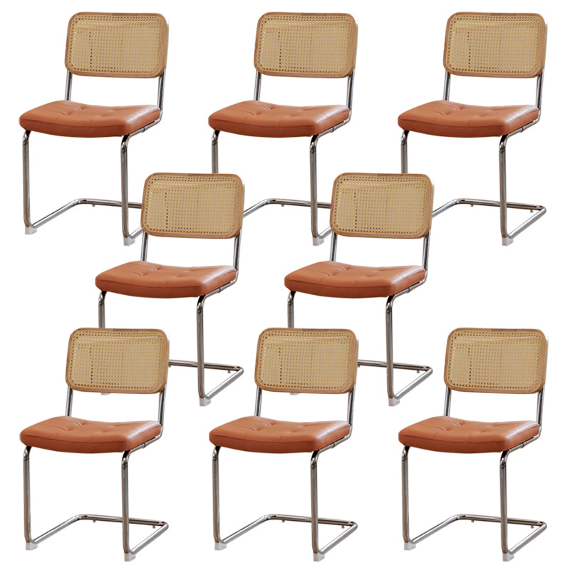 Upholstered Side Chair Modern Style Open Back Armless Chair with Chrome Base